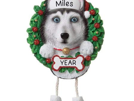 Siberian Husky Wreath Christmas Ornament Supply