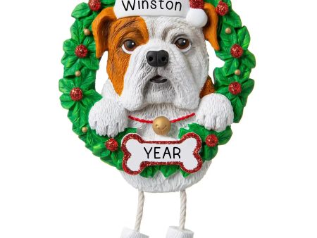 Bulldog Wreath Christmas Ornament Online Hot Sale