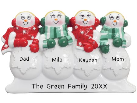 Snowman Table Top Family of 4 Personalized Ornament For Cheap