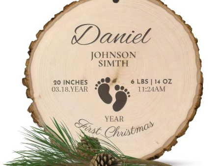 Baby s First Personalized Ornament - Wooden Footprints Fashion