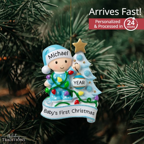 Blue Baby s 1st Christmas Ornament - Tree Decor Cheap