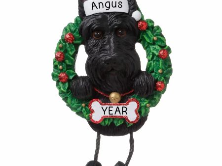 Scottie Wreath Christmas Ornament With Dangling Legs on Sale