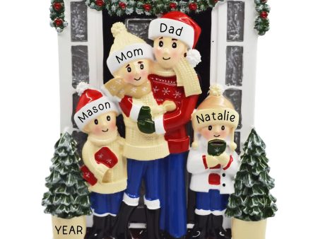 Holiday Door Family of 4 Christmas Ornament Cheap