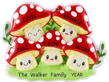 Mushroom Family of 5 Christmas Ornament Discount