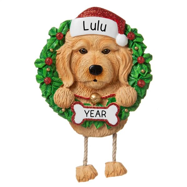 Labradoodle Wreath Christmas Ornament - Brown on Sale