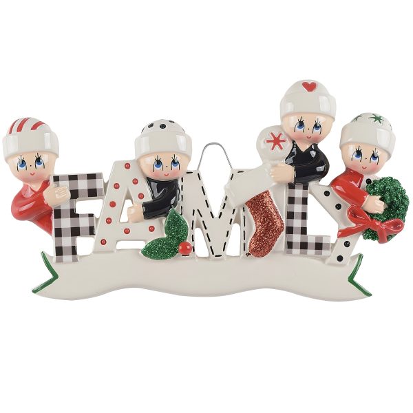 Plaid Family of 4 Christmas Ornament Online