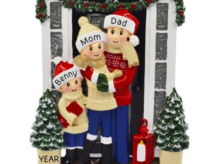 Holiday Door Family of 3 Christmas Ornament For Sale