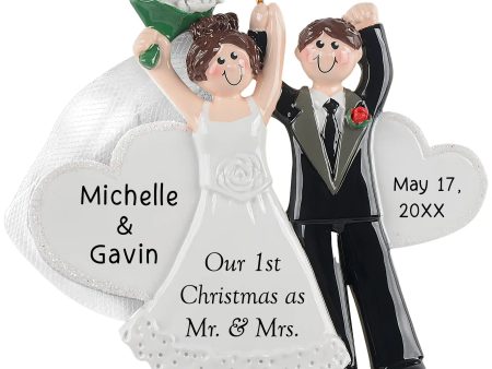 Married Couple Wedding Day Christmas Ornament Discount