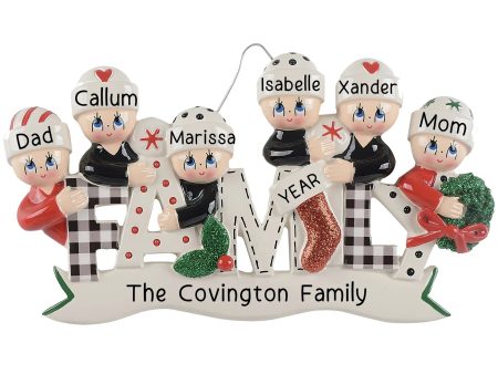 Plaid Family of 6 Christmas Ornament For Discount