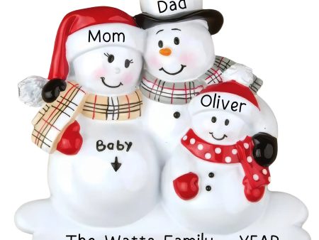 Expecting Snowman Family of 3 Personalized Ornament Discount