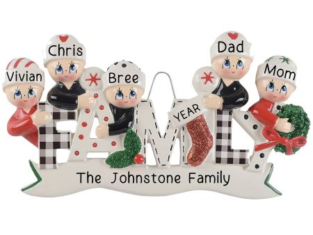 Plaid Family of 5 Christmas Ornament Online Sale