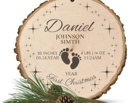 Baby s First Personalized Ornament w Stars - Wood Online Sale