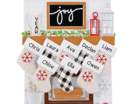 Fireplace Joy Family of 8 Christmas Ornament For Discount