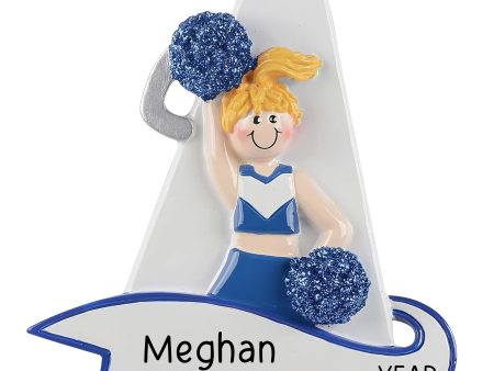 Cheerleader Blue Megaphone Christmas Ornament - Blonde Online