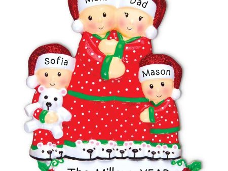 Pajama Family of 4 Personalized Ornament For Discount