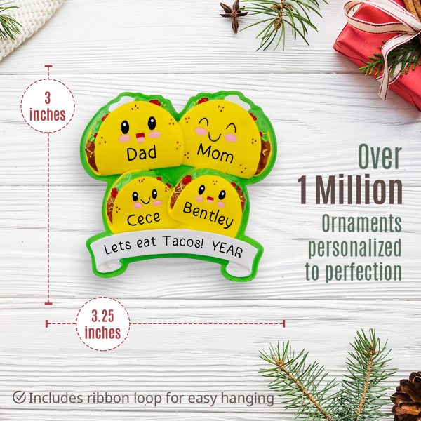 Taco Family of 4 Christmas Ornament on Sale