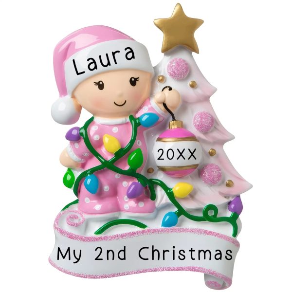 Baby s 2nd Christmas Tree Ornament - Pink Girl Sale