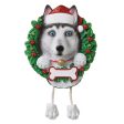 Siberian Husky Wreath Christmas Ornament Supply