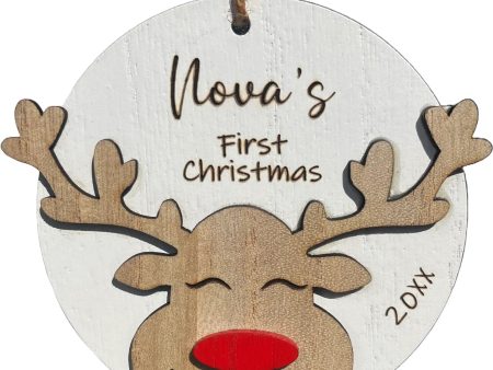 Rudolph Red Rose Reindeer Personalized Rustic Ornament For Cheap