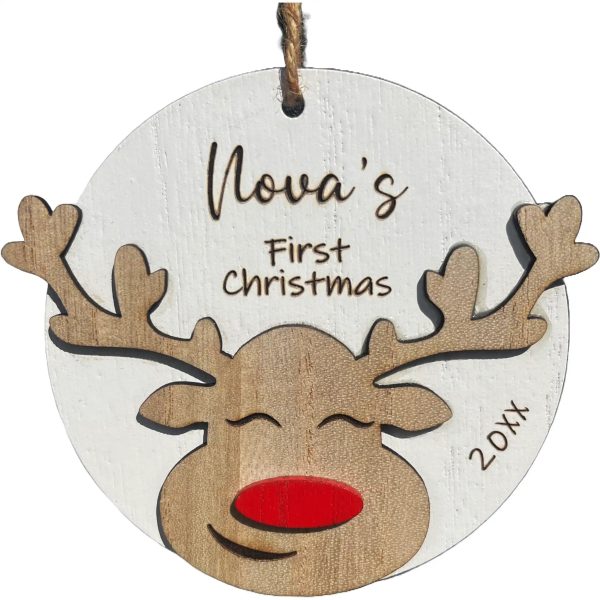 Rudolph Red Rose Reindeer Personalized Rustic Ornament For Cheap