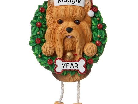 Yorkie Wreath Christmas Ornament Online Hot Sale