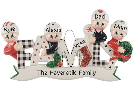 Plaid Family of 4 Christmas Ornament Online