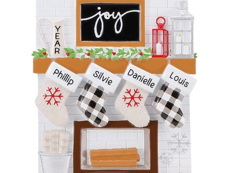 Fireplace Joy Family of 4 Christmas Ornament on Sale