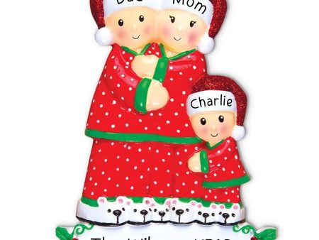 Pajama Family of 3 Christmas Ornament Cheap