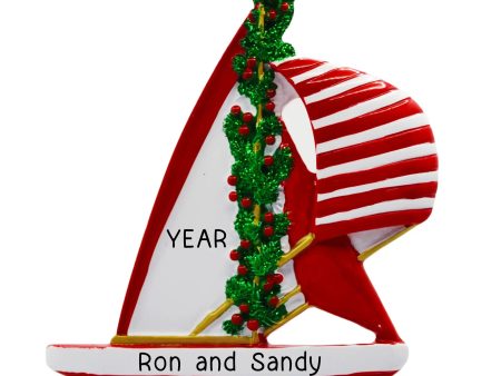 Sailboat Red Christmas Ornament For Cheap