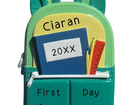 School Backpack Ornament - Green Online Sale