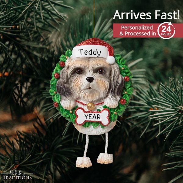 Shih Tzu Wreath Christmas Ornament Online Hot Sale