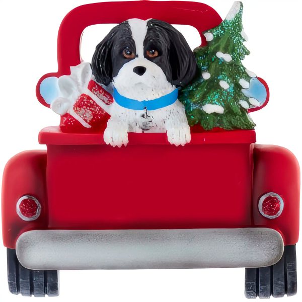 Shih Tzu in Vintage Truck Christmas Ornament - Black Fashion