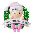 Pink Baby Girl Wreath Christmas Ornament on Sale