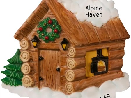 Log Winter Cabin Personalized Ornament Cheap