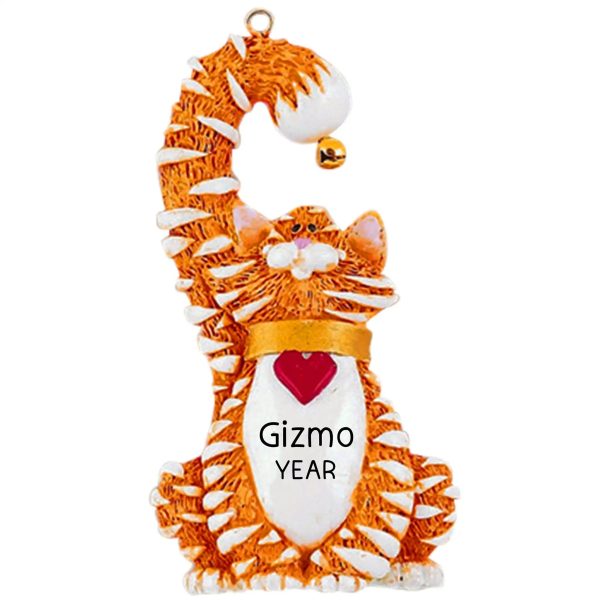 Orange Tabby Cat With Bell Christmas Ornament Hot on Sale