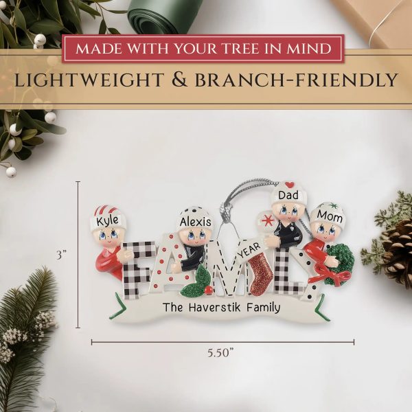 Plaid Family of 4 Christmas Ornament Online