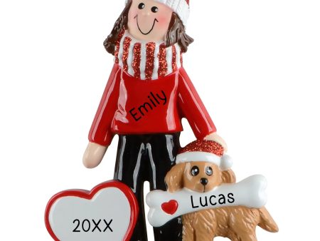 Woman With Dog Personalized Ornament Online now