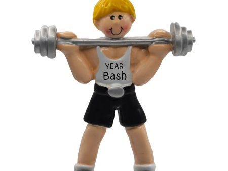 Weightlifting Guy Blonde Christmas Ornament Online now