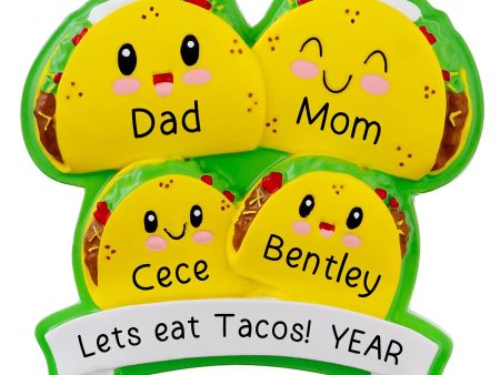 Taco Family of 4 Christmas Ornament on Sale