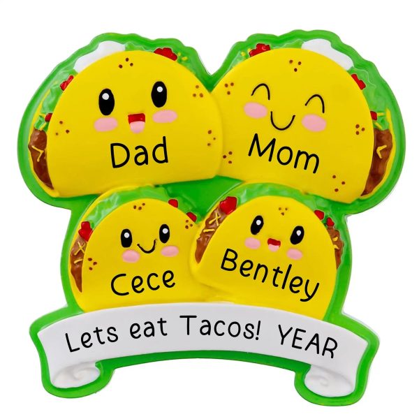 Taco Family of 4 Christmas Ornament on Sale