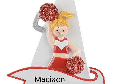 Cheerleader Red Megaphone Christmas Ornament - Blonde Sale