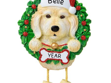 Labradoodle White Wreath Christmas Ornament Online Sale