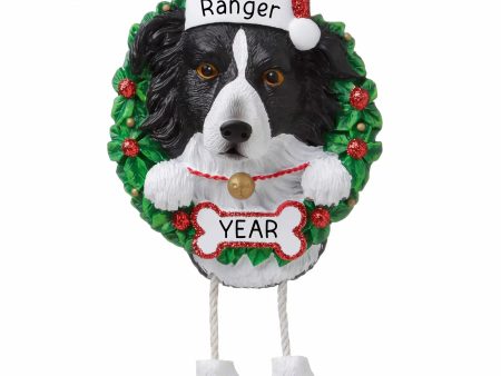 Boarder Collie Wreath Chritmas Ornament Discount