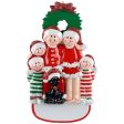 Family of 5 with Black Dog Christmas Ornament on Sale